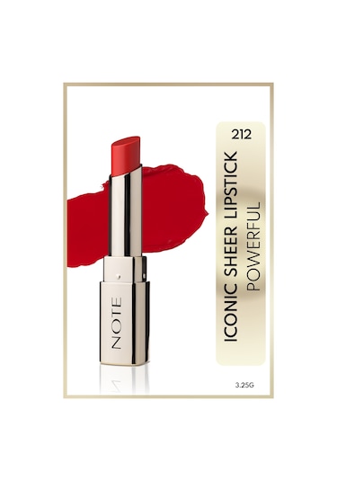 Note Cosmetics Iconic Sheer Lipstick Nemlendirici Parlak Ruj 212 Powerful Nemlendirici Parlak Ruj - Kırmızı 212
