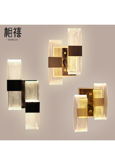 Qingmipy Modern Minimalist Led Akrilik Duvar Lambası: Lüks Yatak Odası, Otel Koridoru İçin 3 Renkli Işık, Şık Tasarım, Dayanıklı Malzeme. Altın