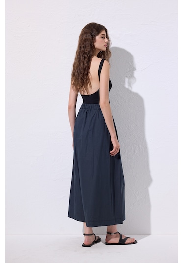 Geniş Pileli Pantolon Lacivert Lacivert