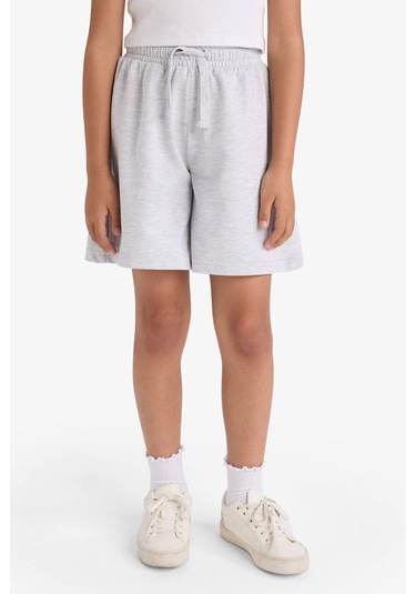 Defacto Kız Çocuk Relax Fit Beli Lastikli Basic Düz Şort D9058a825hsgr421 Gri