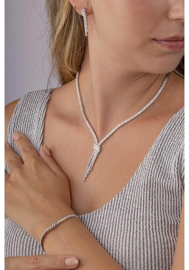 Gümüş Pazarım Su Yolu Kemerli 925 Ayar Gümüş Düğün Set Gümüş