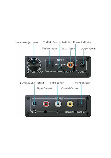 Dijital To Analog Ses Hifi 192Khz Dijital Ses Dönüştürücü Adaptör