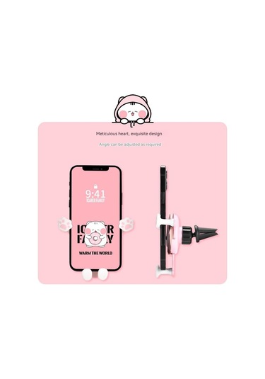 Soulader Araç İçi Dekoratif Kedi Figürlü Telefon Tutucu, Eğlenceli Ve Pratik Aksesuar, Otomobil Hava Çıkışına Uyumlu Pembe