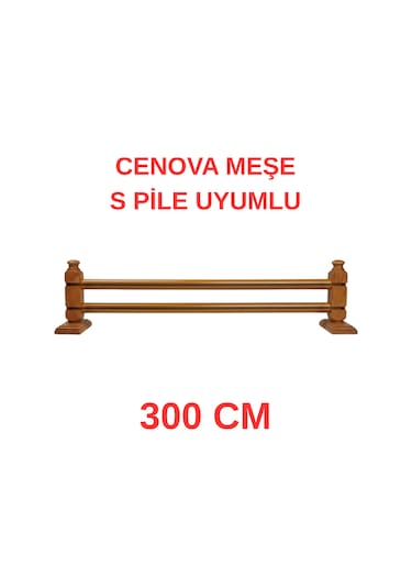Cenova S Pile Ve Perde Düğmesi Uyumlu Çetray Çift Raylı Modern Ahşap Rustik Meşe 300 Cm Meşe