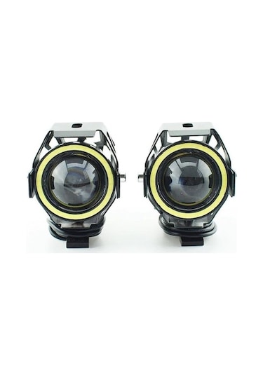 U7 Motosiklet Sis Far Led Mercekli Angel Led 2 Adet 3 Modlu