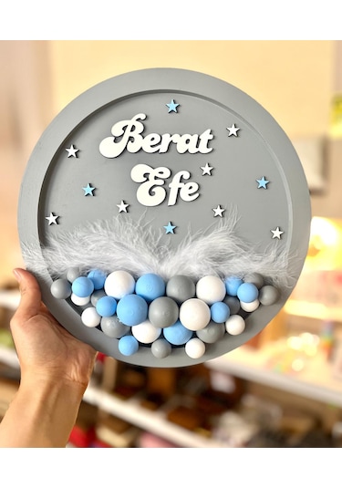 Erkek Bebek Kapı Süsü-balonlu Bubble Kapı Süsü- Bej