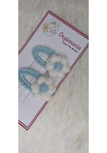 Amigurumi Toka - Çıtçıtlı El Örgüsü Toka 1 Çift Açık Mavi