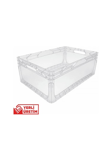 Alpbx 1.kalite Şeffaf Plastik Kasa 60x40x22 Cm - Kutu 44 Litre Şeffaf