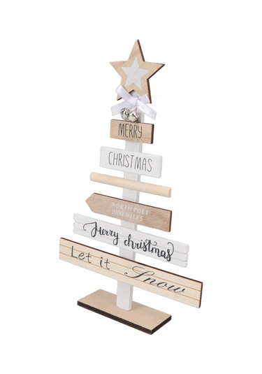 Kangvka Ahşap Noel Ağaç Figürü, Masaüstü Stüdyo Dekoru, Sabit Tabanlı, Noel Eve Süsleme Aleti, Beyaz Renk, Dıy Montajlı