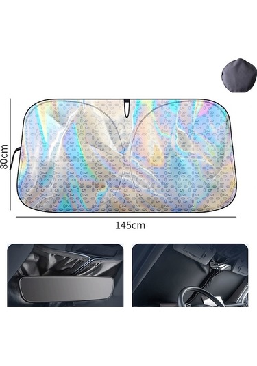 Dancemonkey 145x80cm Araba Ön Cam Güneş Koruma, Çift Daire Panjur, Lazer Güneşlik/