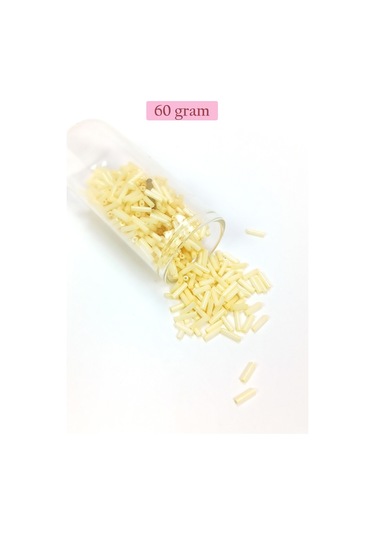 Uzun Boru Kesme Boncuk Çap 2mm Uzunluk 10 Mm - 60 Gram - Krem - Bnc273