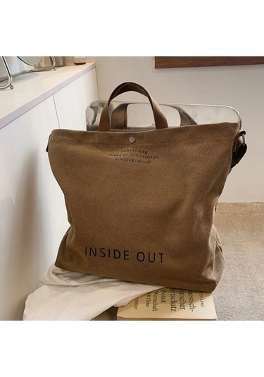 Fastbuy Kadınlar İçin Pamuklu Kahverengi Tuval Crossbody Çanta Kahverengi