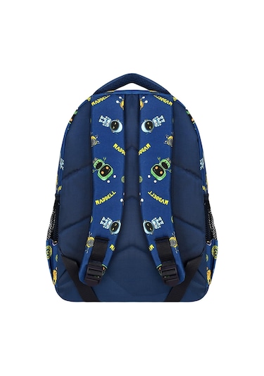 Waddell Lisanslı Lacivert-sarı Robot Desenli Erkek İlkokul Sırt Çantası Ve Beslenme Çantası