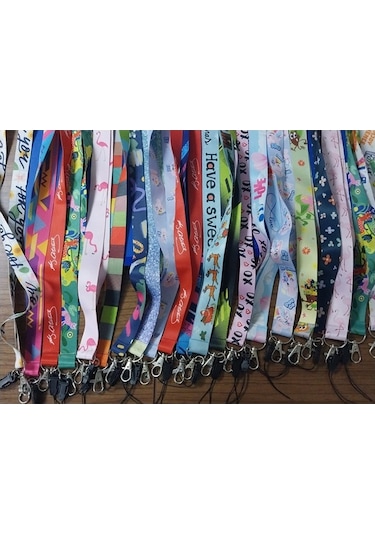 Sarff Desenli Telefon Askı İpi Metal Kancalı Yaka Karti İpi Karışık - 2 Adet