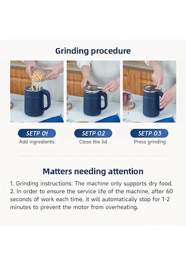 Honeybeeshop Mavi Çok Fonksiyonlu Elektrikli Un Değirmeni Ev Tipi Tahıl Öğütücü 12500 Rpm 220 240v Mavi