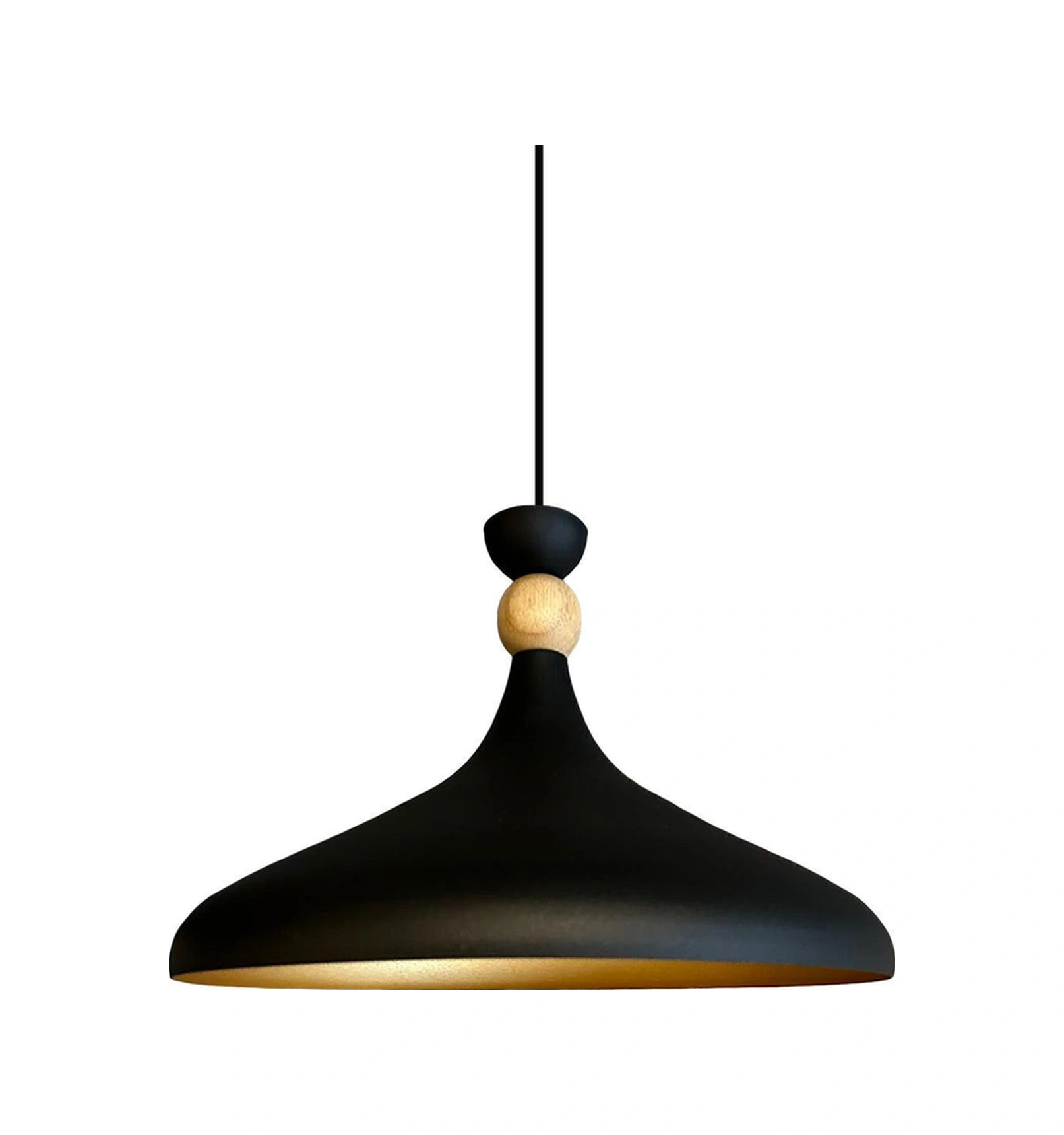 Champion Siyah Ahşap Şapka Tekli Avize Sarkıt Salon Mutfak Cafe Butik Lamba Aydınlatma Avizeler Siyah