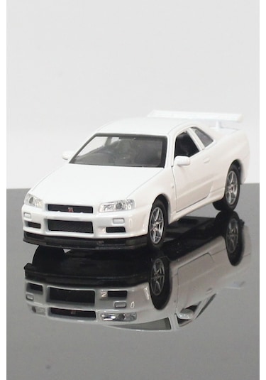Toyaş Nissan Skyline GT-R R34 Model Çek Bırak Araba 11 CM Beyaz