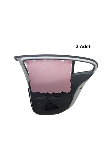 Oto Güneşlik Perdesi Yan Cam Araç Arka Koltuk Emzirme Örtüsü Açık Pembe Keçe Vantuz Tutucaklı 2 Adet