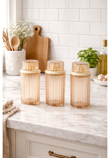 Decorev 3lü Erzak Saklama Kabı Br-6818 1300 Ml Kahverengi