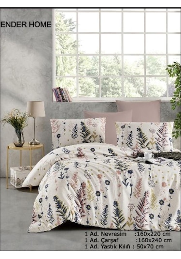 Flower Desen Baskılı Tek Kişilik Nevresim Seti 160x220 Ranforce Renkli