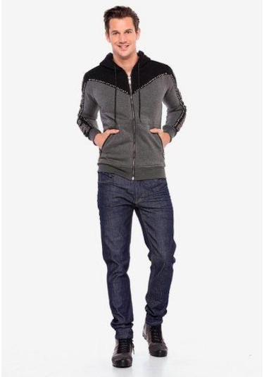 Cipo & Baxx Cl381 Metal Droplu Taşlı Kapşonlu Kışlık Sweatshirt 001
