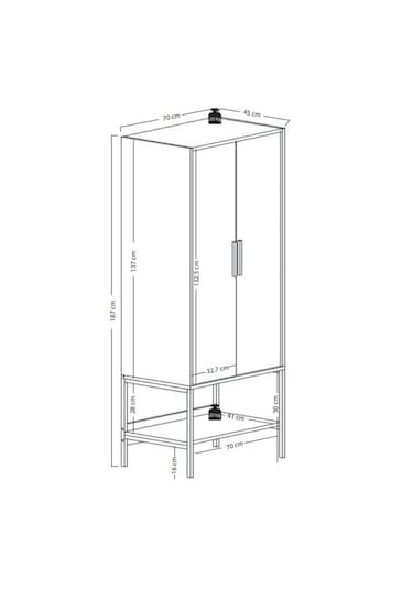Lagomood Modulago Otel İki Kapaklı Dolap Antrasit Ceviz