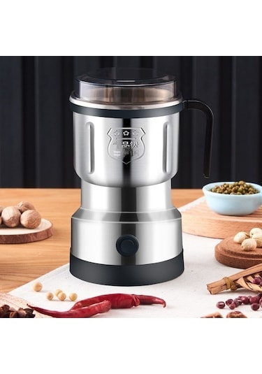 Jian Fan Ev Tipi Elektrikli Tahıldeğirmeni Kahveçekirdeğirmeni Gümüş