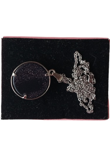 Siyah Yıldız Doğal Taşlı Hayat Ağacı Çelik Kolye - Kadın