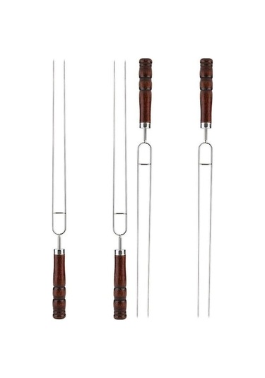 Bloomnest Paslanmaz Şişler & Çatallar - 4'lü, Renkli, Barbekü Seti, Çok Renkli Çok Renkli