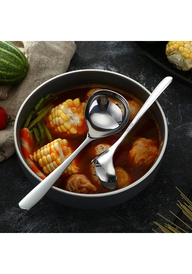 Lichen 304 Paslanmaz Çelik İçme Kaşığı, Yulaf Lapası Kaşığı, Gümüş