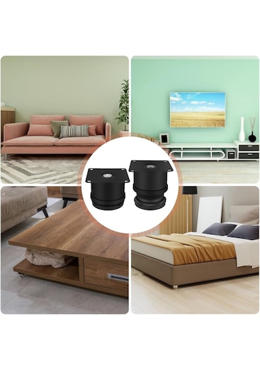 4 Mobilya Ayağı Seti, 50 Mm Ayarlanabilir Paslanmaz Çelik Ayaklar, Banyo Mobilya Ayakları, Ofis Mobilya Ayakları, Mutfak Mobilya Ayakları, Siyah Diğer
