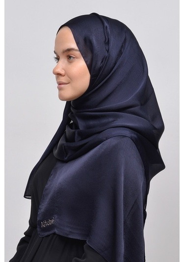 Altobeh Janjan Şık Parlak Saten Dokulu Kadın Tesettür Abiye Şifon Şal - Lacivert