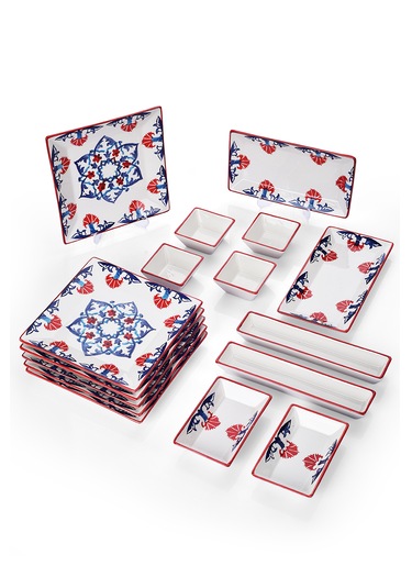 Piatti Naturali 16 Parça 6 Kişilik Çini Kahvaltı Takımı Handmade Sunum Seti Çok Renkli