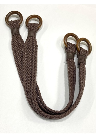 Örgü Model Çanta Sapı / Deri Görünümlü Sap / 45 Cm / - Kahve Kahve Kahverengi