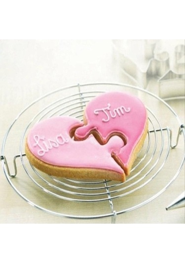 Dancemonkey 5 Takım Sol Kalp + Sağ Kalp Aşk Bulmaca Bisküvi Kalıbı, Renkli Model Gümüş