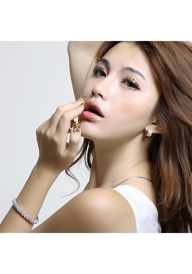 Zirkon Taşlı Gümüş Bileklik, 2022Trend Sevgililer Günü Hediye Si Çok Renkli