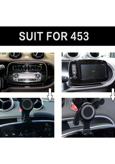 Xuweiwei Mercedes Smart Fortwo Forfour 453 Araba Telefon Tutucu Gravity 453 Mobil Telefon Tutacağı Dönebilen Kol Abs Malzeme Gösterge Paneli Montajı