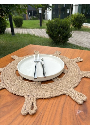 Rustik Tarz Jüt İp Dümen Model Amerikan Servis El Yapımı, Leke Tutmaz Sofra Aksesuarı Natural
