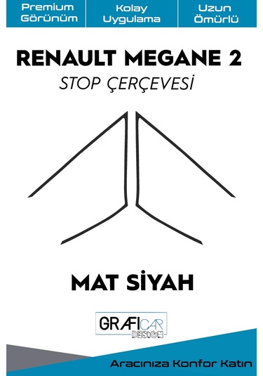 Renault Megane 2 Stop Çerçevesi Sticker / MAT SİYAH