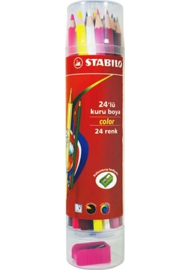 Stabilo 24Lü Renkli Kuru Boya Plastik Tüp 1224-77-Pt