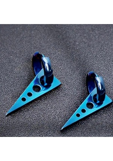 Mavi Erkekler İçin İçi Boş Üçgen Paslanmaz Çelik Halka Küpe Mavi