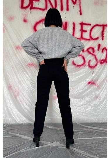 Munn Collection Siyah Boru Paça Jeans Pantolon Siyah