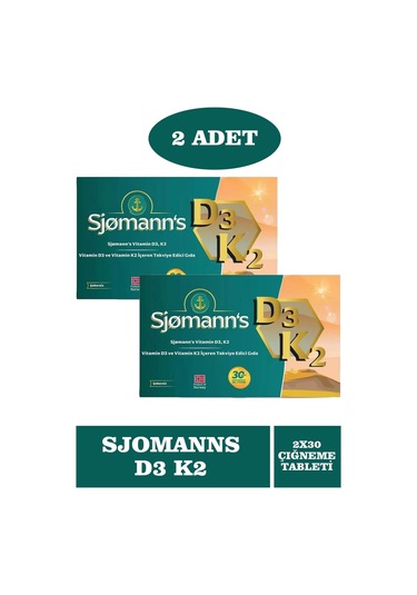 Sjomann's D3 K2 Çiğnenebilir Jel 2 x 30 Tablet