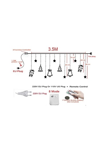 Novahub Kumandalı Renkli Yeni Yıl & Noel Dekorasyon Led Işık Seti 1 Adet Polisilikon 2v
