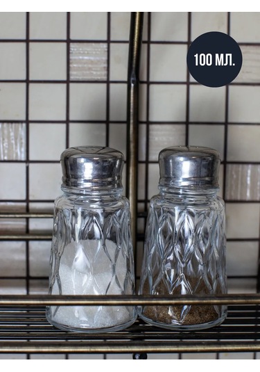 Cam Tuzluk Ve Biberlik, 100 Ml Hacme Sahiptir. Paslanmaz Çelik. 367470297 Beyaz