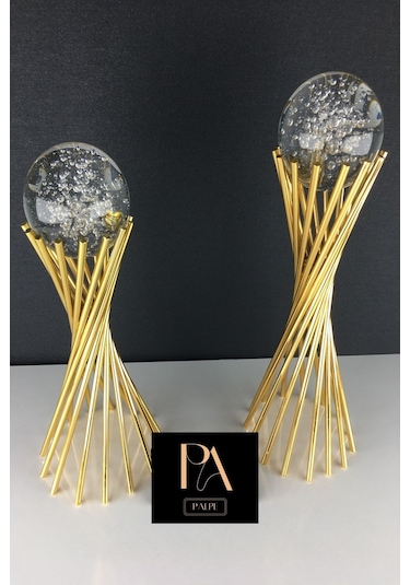 Gold K 2'li Ofis Metal Aksesuar Biblo Ev Salon Dekorasyon Obje