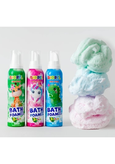 Biorel Kids Foam Oyun Köpüğü Yeşil 150 ML + Mavi 150 ML + Pembe 150 ML