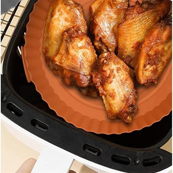 Renkli Isıya Dayanıklı Yıkanılabilir Silikon Fırın Ve Airfryer Yuvarlak Pişirme Matı 20 Cm 5256 Çok Renkli