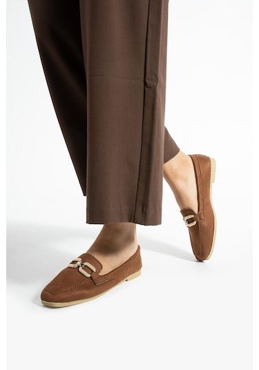 Modafrato ALY-165 Günlük Kadın Babet Ayakkabı - Taba