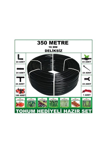 350 Metre Deliksiz Damla Sulama Hortumu 24 Lü Full Set-tohum Hediye